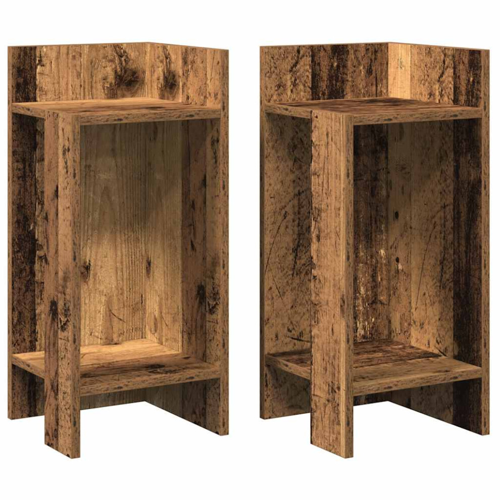 (old wood, 2 pcs) vidaXL Side Tables with Shelf Hallway Tea End Table Centre Accent Sofa Table