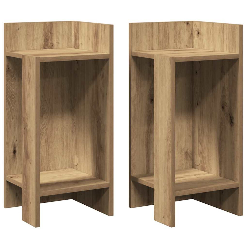 Vidaxl (Artisan Oak, 2 Pcs) Side Tables With Shelf Hallway Tea End Table Centre Accent Sofa Table