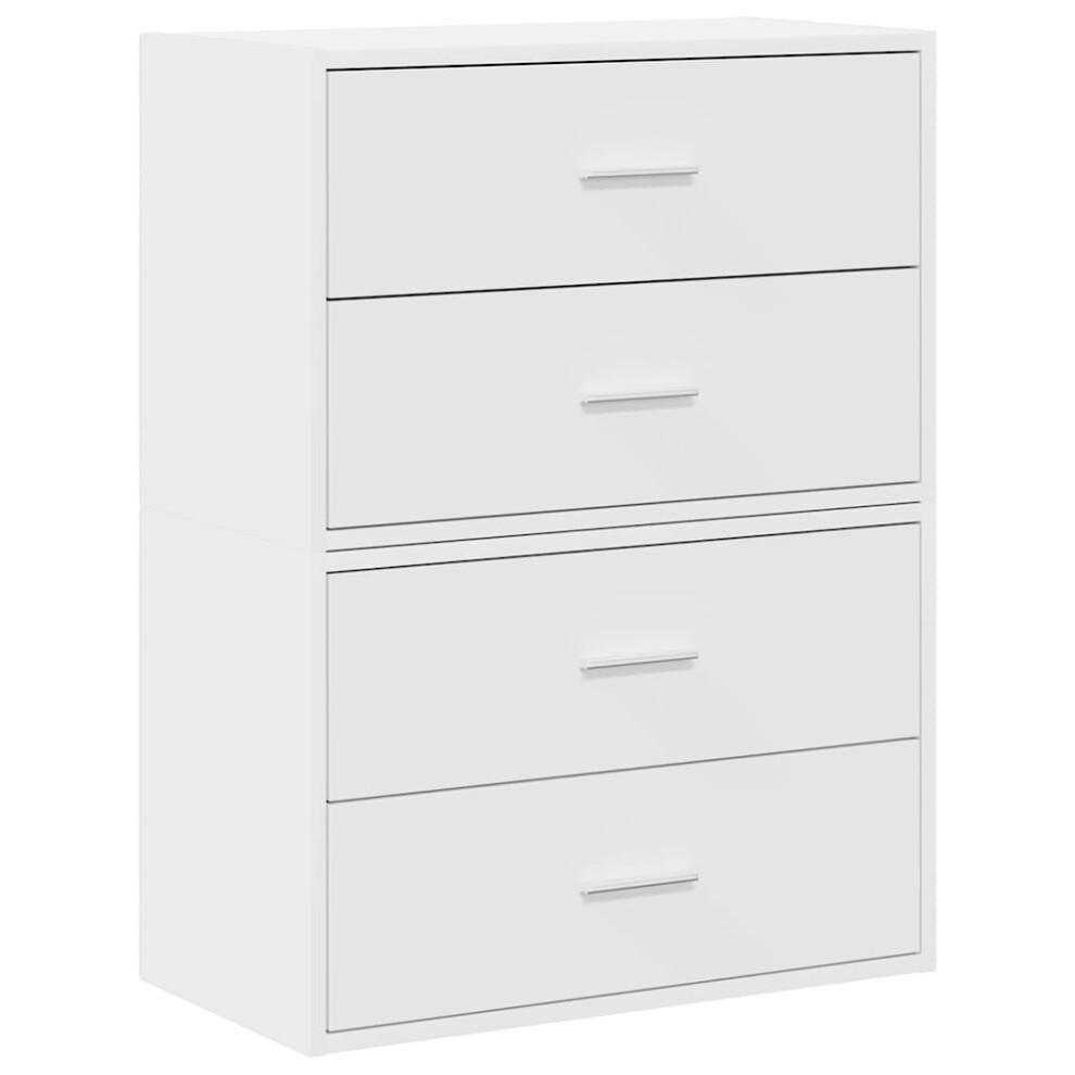 Vidaxl (, 2 Pcs) Cabinets With 2 Drawers Cupboard Sideboard Highboard Engineered Wood White