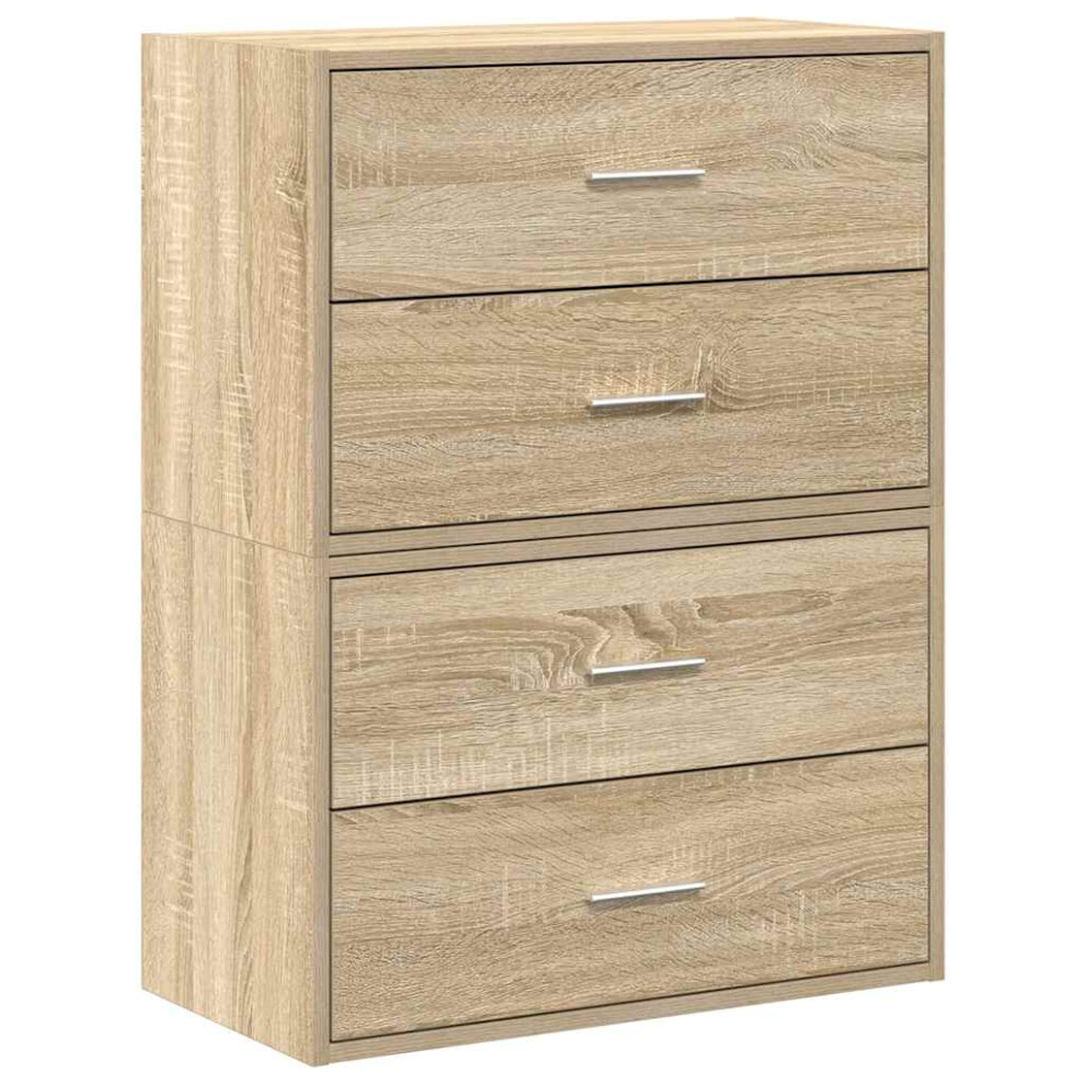Vidaxl (Sonoma Oak, 2 Pcs) Cabinets With 2 Drawers Cupboard Sideboard Highboard Engineered Wood