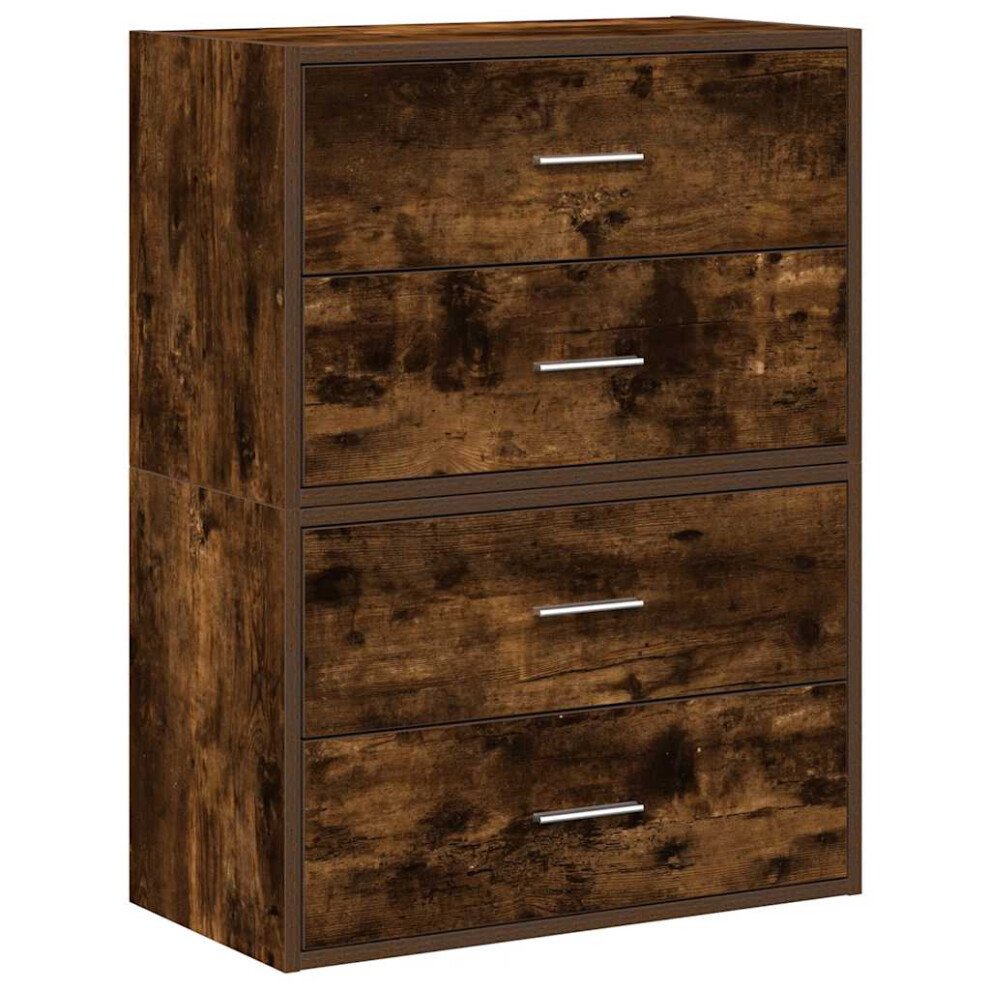 Vidaxl (Smoked Oak, 2 Pcs) Cabinets With 2 Drawers Cupboard Sideboard Highboard Engineered Wood