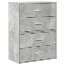 (concrete grey, 2 pcs) vidaXL Cabinets with 2 Drawers Cupboard Sideboard Highboard Engineered Wood