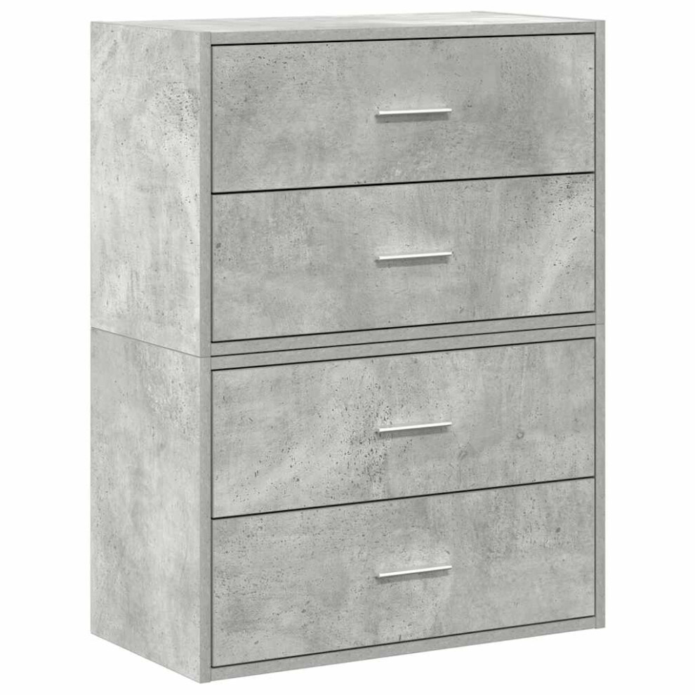 Vidaxl (Concrete Grey, 2 Pcs) Cabinets With 2 Drawers Cupboard Sideboard Highboard Engineered Wood