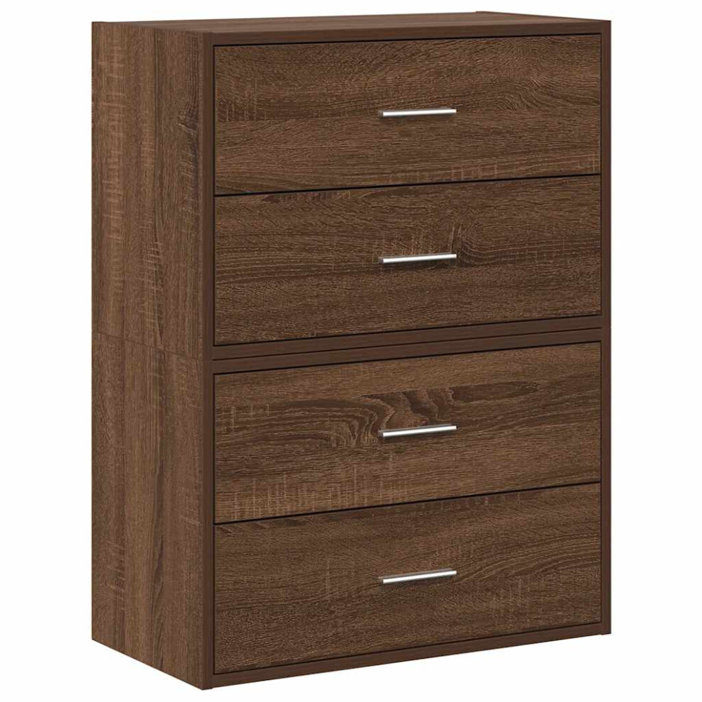 (brown oak, 2 pcs) vidaXL Cabinets with 2 Drawers Cupboard Sideboard Highboard Engineered Wood