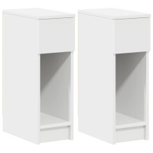 (white, 2 pcs) vidaXL Bedside Cabinets with Drawer 2 pcs Smoked Oak 20x36x60 cm bedside table