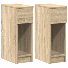 (sonoma oak, 2 pcs) vidaXL Bedside Cabinets with Drawer 2 pcs Smoked Oak 20x36x60 cm bedside table
