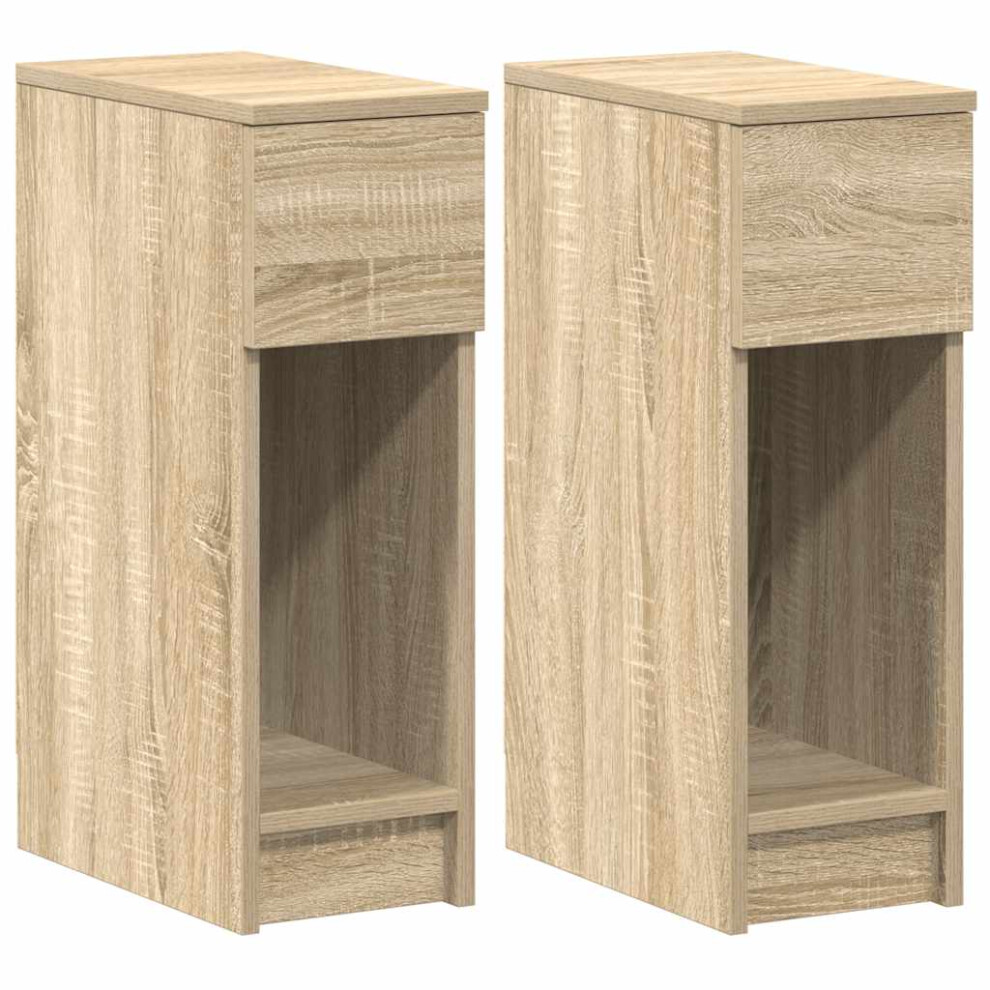 Vidaxl (Sonoma Oak, 2 Pcs) Bedside Cabinets With Drawer 2 Pcs Smoked Oak 20X36x60 Cm Bedside Table