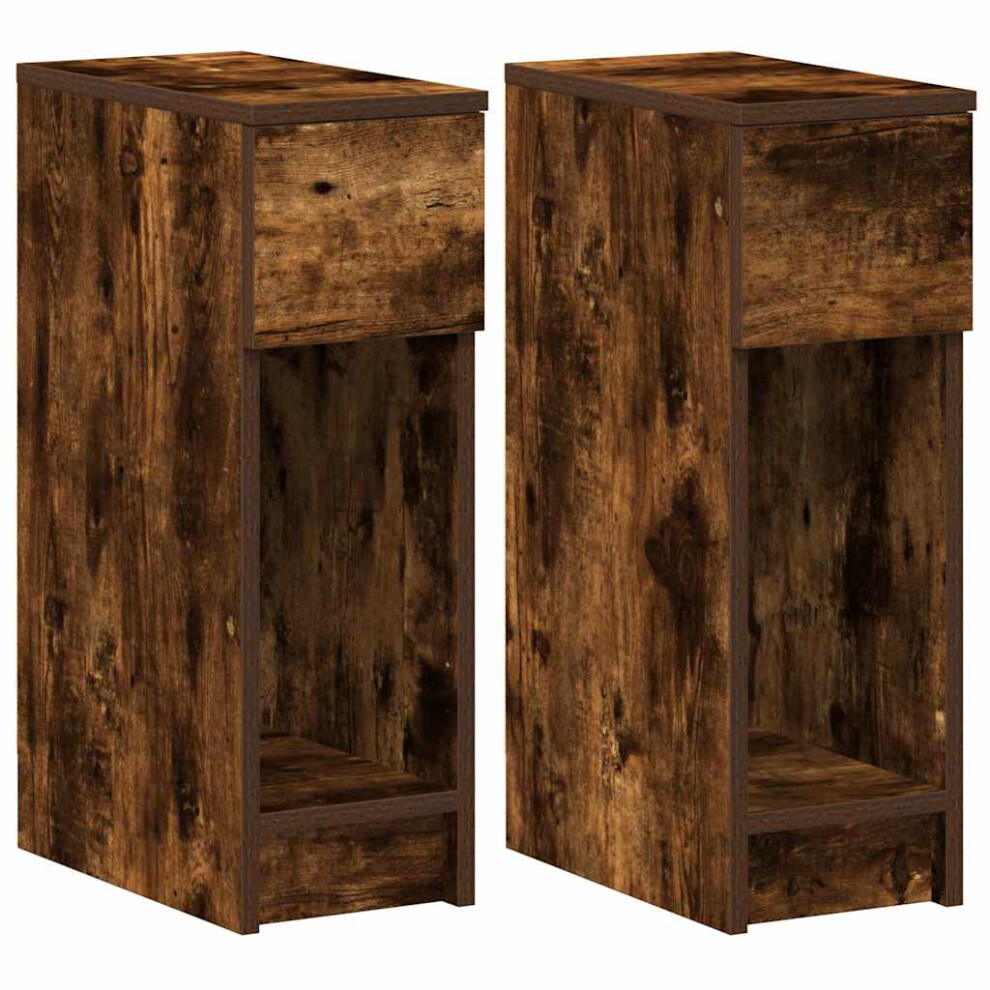 Vidaxl (Smoked Oak, 2 Pcs) Bedside Cabinets With Drawer 2 Pcs Smoked Oak 20X36x60 Cm Bedside Table