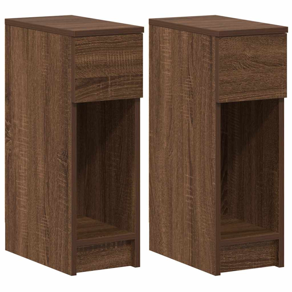 (brown oak, 2 pcs) vidaXL Bedside Cabinets with Drawer 2 pcs Smoked Oak 20x36x60 cm bedside table