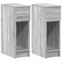 (grey sonoma, 2 pcs) vidaXL Bedside Cabinets with Drawer 2 pcs Smoked Oak 20x36x60 cm bedside table