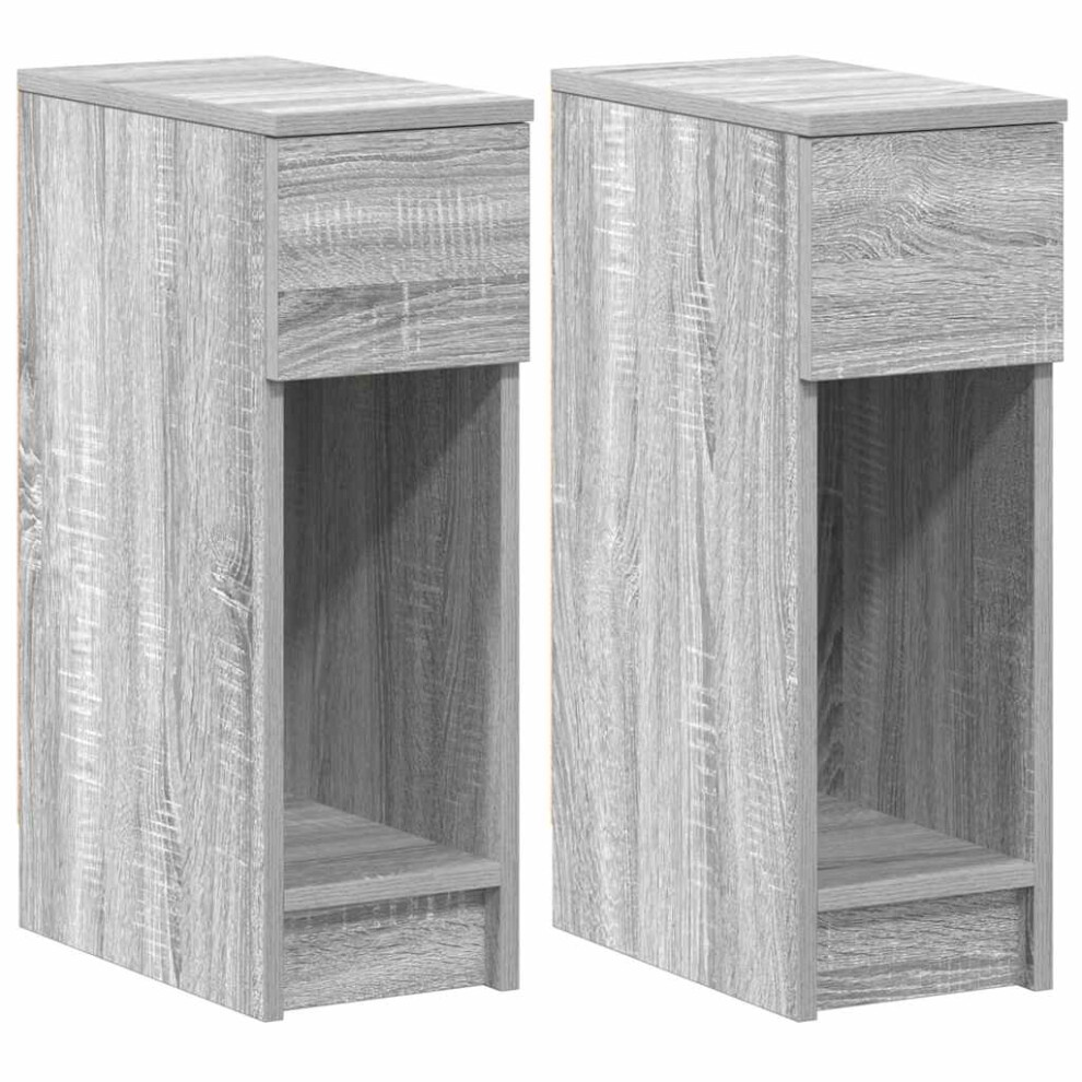 Vidaxl (Grey Sonoma, 2 Pcs) Bedside Cabinets With Drawer 2 Pcs Smoked Oak 20X36x60 Cm Bedside Table