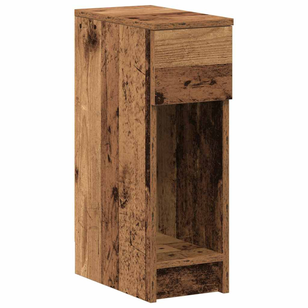 (old wood, 1 pcs) vidaXL Bedside Cabinets With Drawer 2 Pcs Smoked Oak 20x36x60 Cm Bedside Table