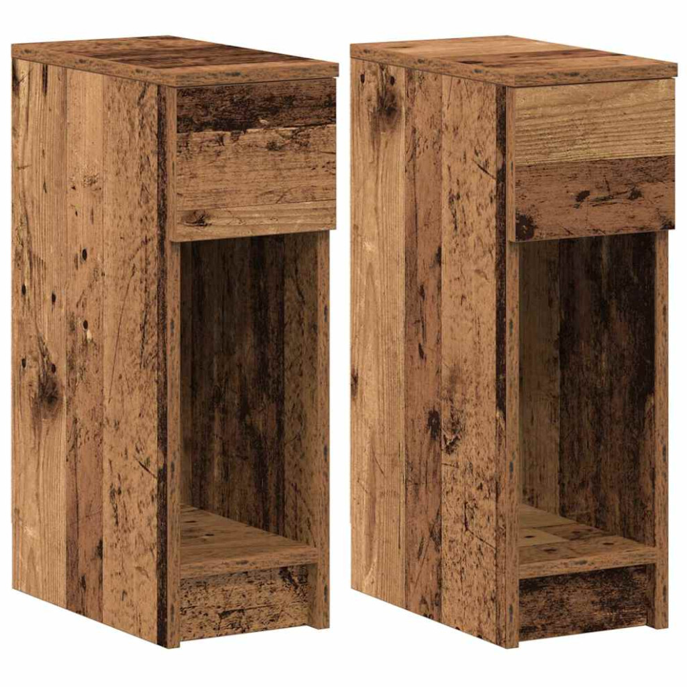 Vidaxl (Old Wood, 2 Pcs) Bedside Cabinets With Drawer 2 Pcs Smoked Oak 20X36x60 Cm Bedside Table