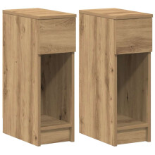 (artisan oak, 2 pcs) vidaXL Bedside Cabinets with Drawer 2 pcs Smoked Oak 20x36x60 cm bedside table