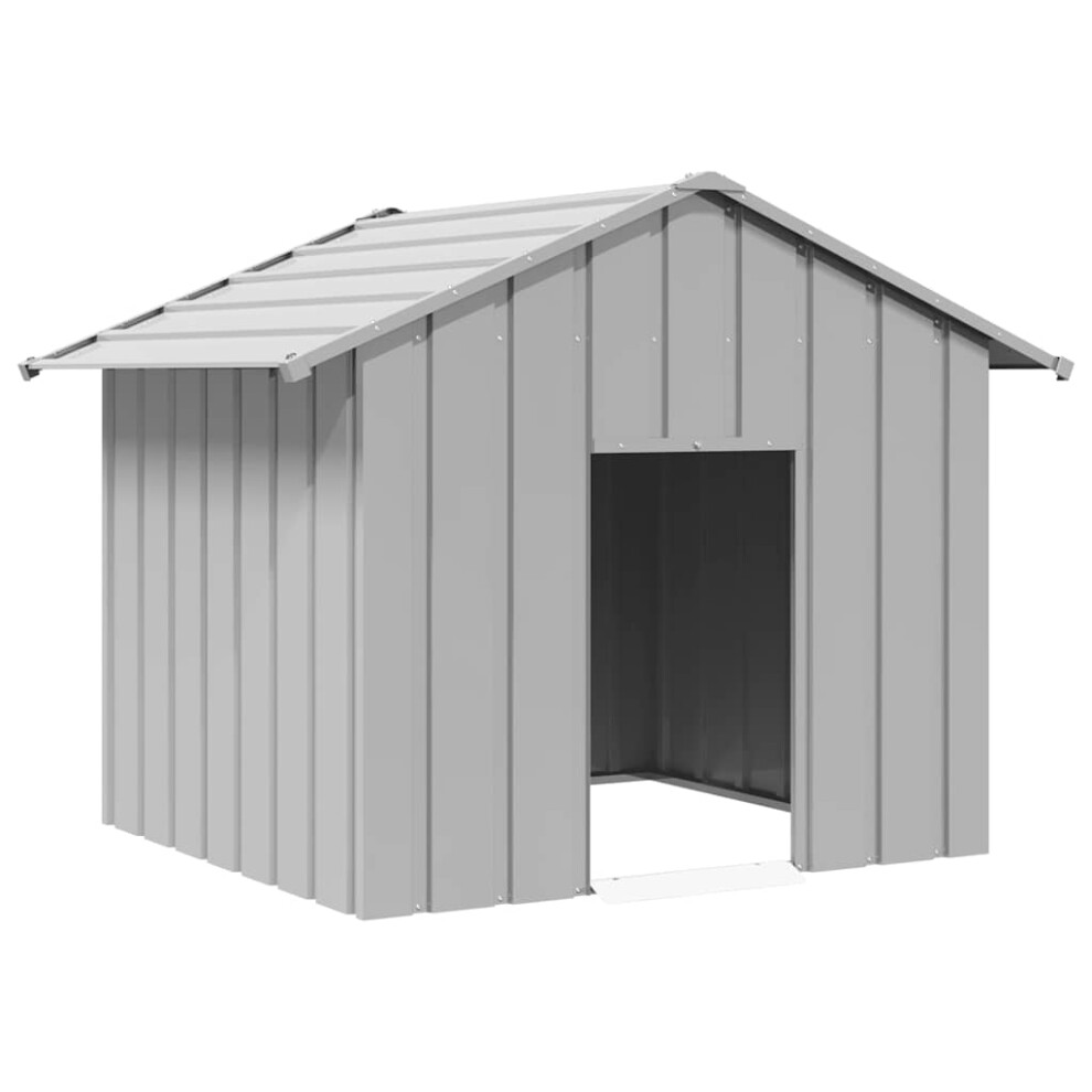 (grey, 131 X 101 X 102 cm) vidaXL Dog House With Roof Pet House Dog Shelter Dog Kannel Galvanised Steel