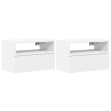 (white, 2 pcs) vidaXL Wall-mounted Bedside Cabinet Brown Oak 45x26x28.5 cm