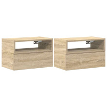 (sonoma oak, 2 pcs) vidaXL Wall-mounted Bedside Cabinet Brown Oak 45x26x28.5 cm