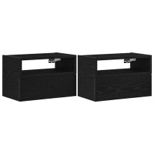 (black, 2 pcs) vidaXL Wall-mounted Bedside Cabinet Brown Oak 45x26x28.5 cm