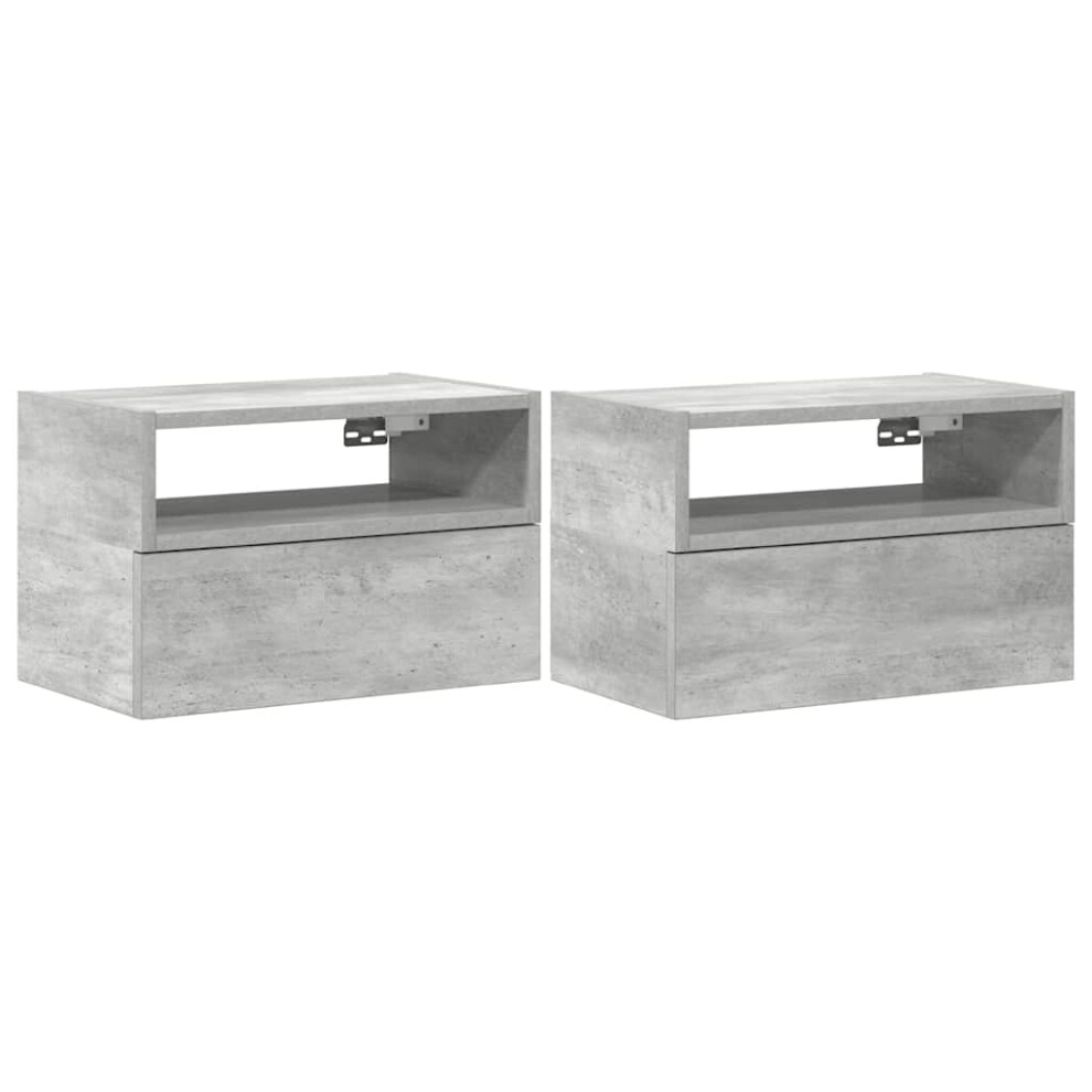 (concrete grey, 2 pcs) vidaXL Wall-mounted Bedside Cabinet Brown Oak 45x26x28.5 Cm