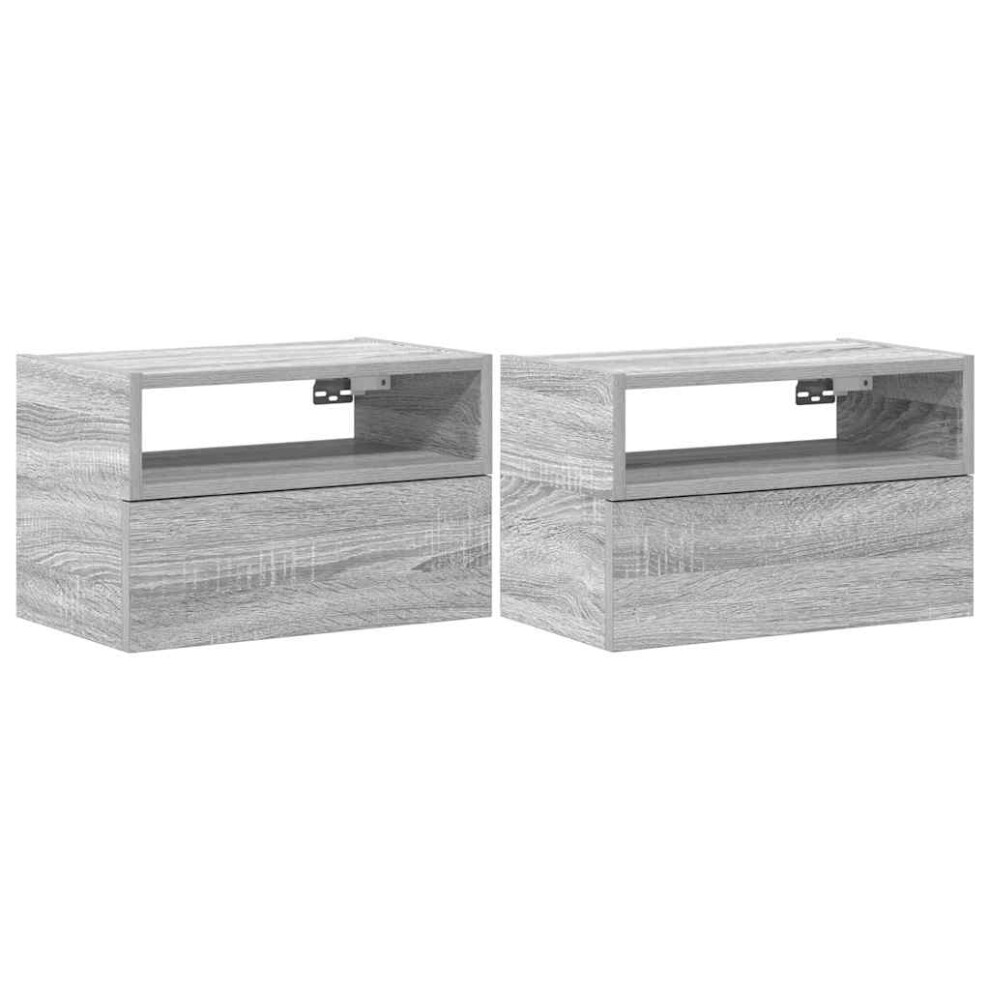 (grey sonoma, 2 pcs) vidaXL Wall-mounted Bedside Cabinet Brown Oak 45x26x28.5 cm