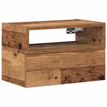 (old wood, 1 pcs) vidaXL Wall-mounted Bedside Cabinet Brown Oak 45x26x28.5 cm
