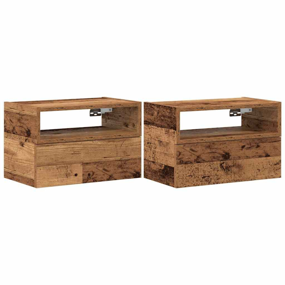 Vidaxl (Old Wood, 2 Pcs) Wall-Mounted Bedside Cabinet Brown Oak 45X26x28.5 Cm