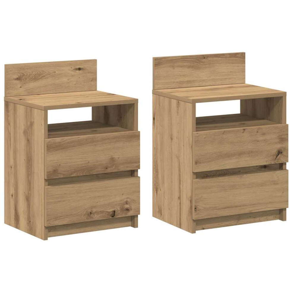 (artisan oak, 2 pcs) vidaXL Bedside Cabinets with 2 Drawers Nightstand Bed Side Table Side Cabinet