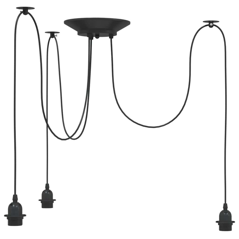 Vidaxl (With 3 Lamp Holders) Pendantâ Lamp With 5 Lamp Holders E27 Metal Spider Pendant Black/Light