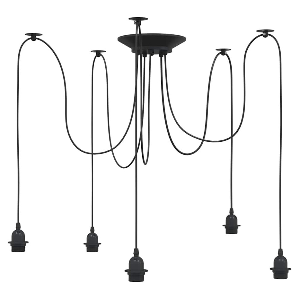 Vidaxl (With 5 Lamp Holders) Pendantâ Lamp With 5 Lamp Holders E27 Metal Spider Pendant Black/Light