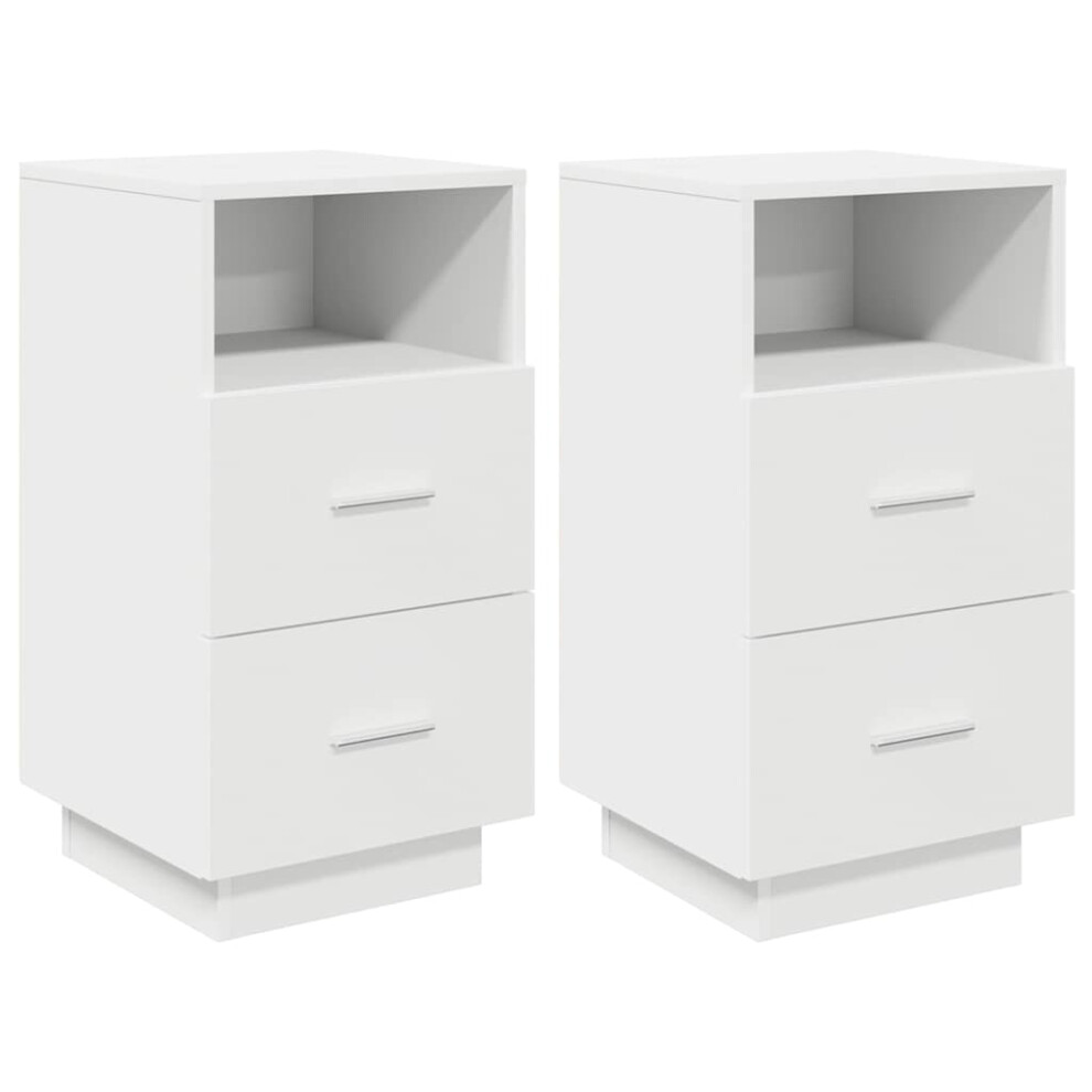 (White, 2 pcs) vidaXL Bedside Cabinets 2 pcs with 2 Drawers White 36x36x68 cm bedside table