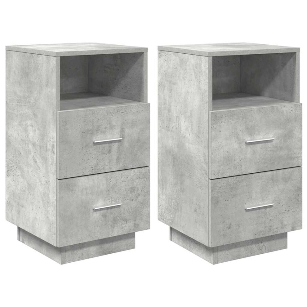 (Concrete grey, 2 pcs) vidaXL Bedside Cabinets 2 pcs with 2 Drawers White 36x36x68 cm bedside table