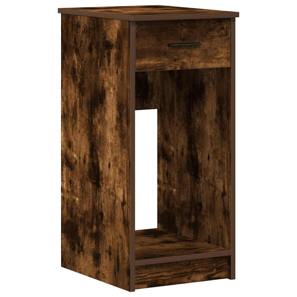 Vidaxl (Smoked Oak) Computer Tower Stand With Drawer Cpu Stand Cpu Holder Pc Holder Desk