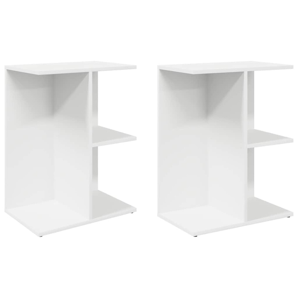 Vidaxl (White, 2 Pcs) Bedside Tables Nightstand Bedroom Bed Table Side Table Engineered Wood