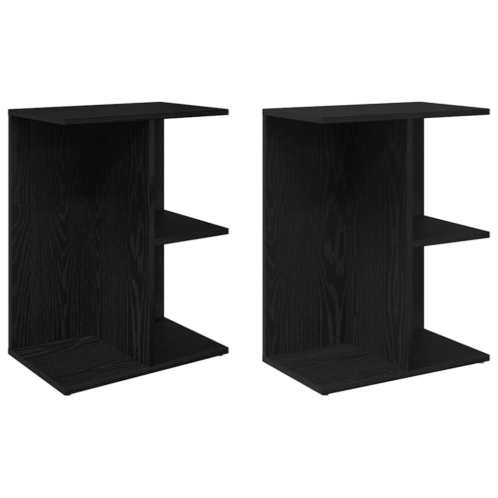 (black, 2 pcs) vidaXL Bedside Tables Nightstand Bedroom Bed Table Side Table Engineered Wood