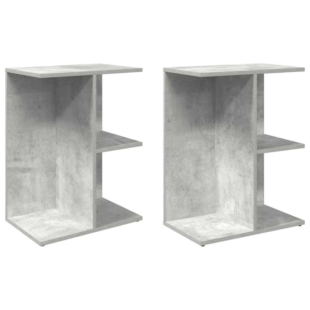 Vidaxl (Concrete Grey, 2 Pcs) Bedside Tables Nightstand Bedroom Bed Table Side Table Engineered Wood
