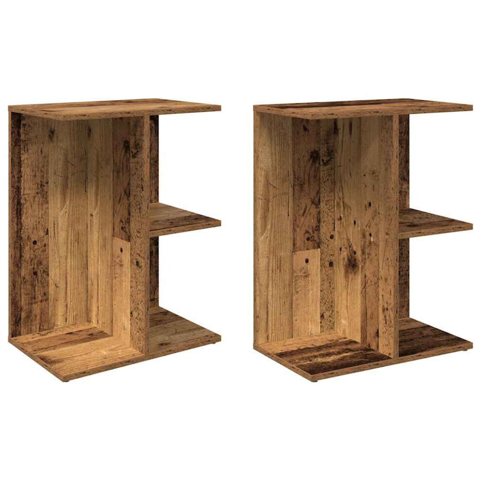 (old wood, 2 pcs) vidaXL Bedside Tables Nightstand Bedroom Bed Table Side Table Engineered Wood