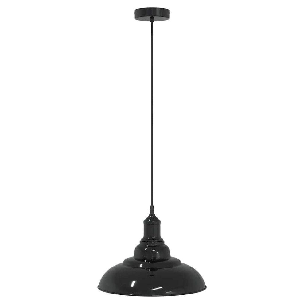 Vidaxl (Gloss Black) Pendant Lamp Height Adjustable E27 Gloss Grey Ã 31 Cm Metal