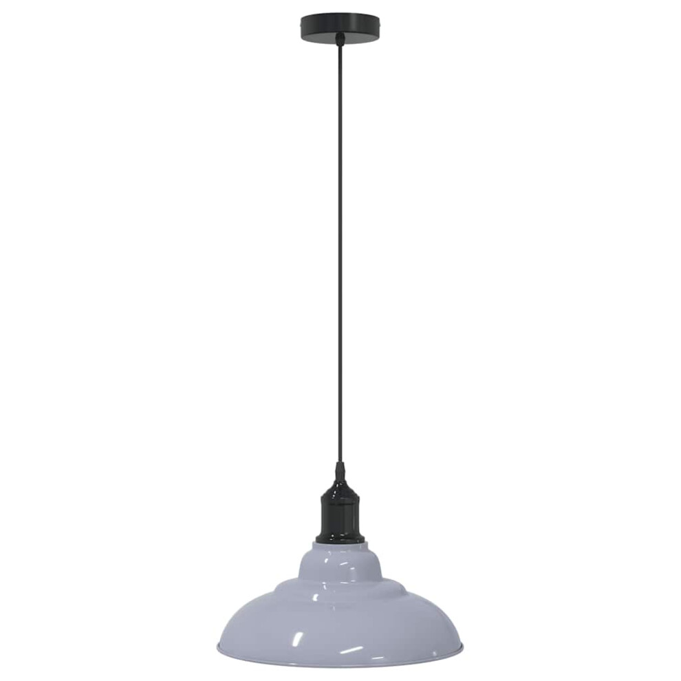 Vidaxl (Gloss Grey) Pendant Lamp Height Adjustable E27 Gloss Grey Ã 31 Cm Metal