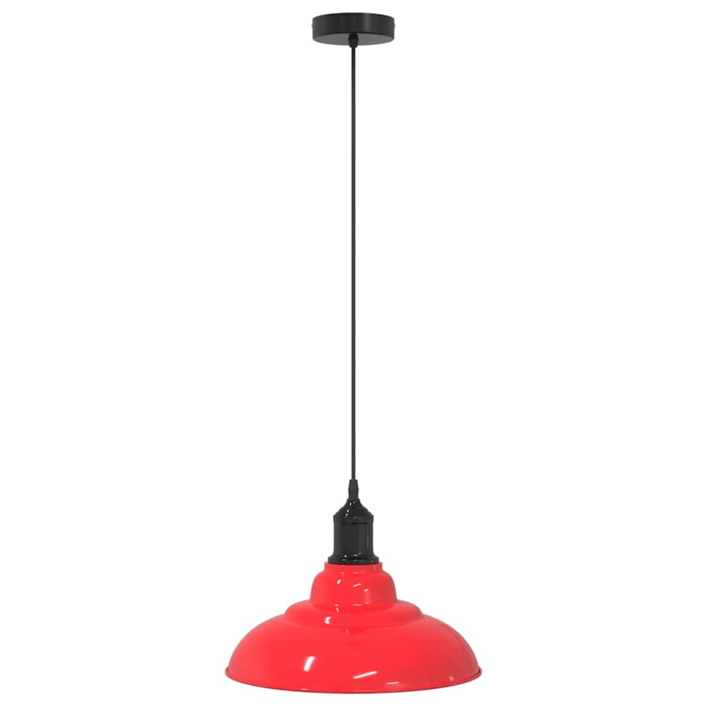 Vidaxl (Gloss Red) Pendant Lamp Height Adjustable E27 Gloss Grey Ã 31 Cm Metal
