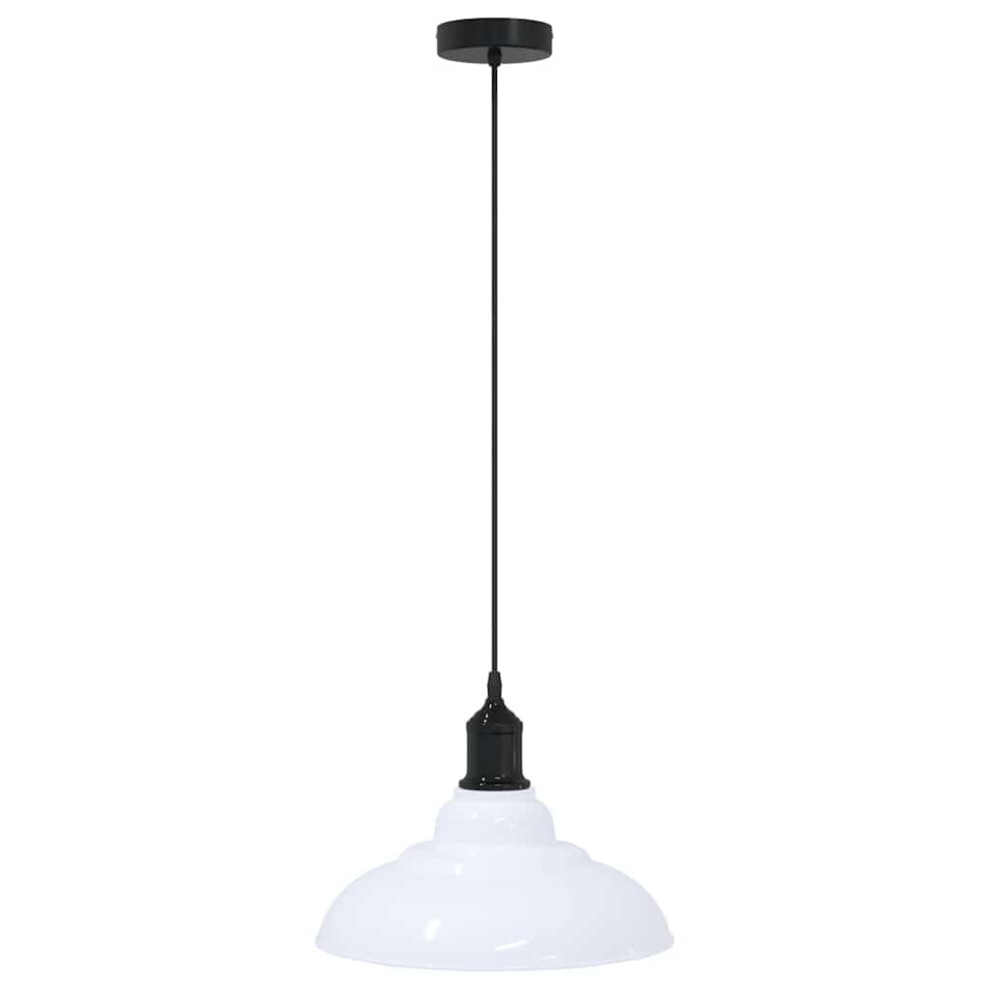Vidaxl (Gloss White) Pendant Lamp Height Adjustable E27 Gloss Grey Ã 31 Cm Metal