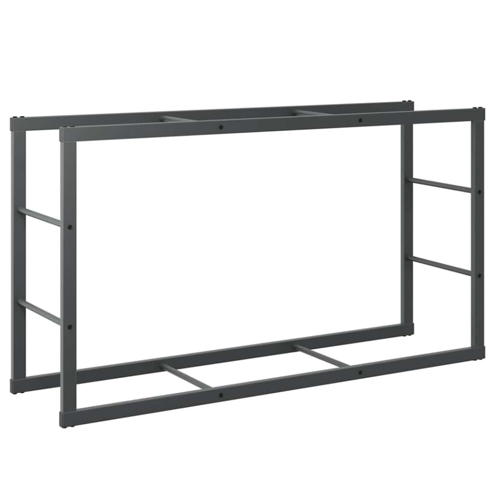 Vidaxl (110 X 30 X 61 Cm) Firewood Rack Fireplace Log Store Firewood Log Rack Holder Black Steel