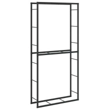 (100 x 30 x 209 cm) vidaXL Firewood Rack Fireplace Log Store Firewood Log Rack Holder Black Steel