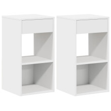 (white, 2 pcs) vidaXL Bedside Cabinet with Drawer Old Wood 35x34x66.5 cm bedside table