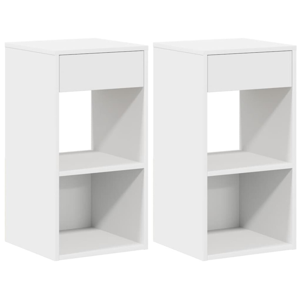 (white, 2 pcs) vidaXL Bedside Cabinet with Drawer Old Wood 35x34x66.5 cm bedside table