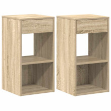 (sonoma oak, 2 pcs) vidaXL Bedside Cabinet with Drawer Old Wood 35x34x66.5 cm bedside table