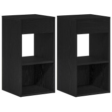 (black, 2 pcs) vidaXL Bedside Cabinet with Drawer Old Wood 35x34x66.5 cm bedside table