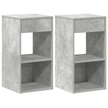(concrete grey, 2 pcs) vidaXL Bedside Cabinet with Drawer Old Wood 35x34x66.5 cm bedside table