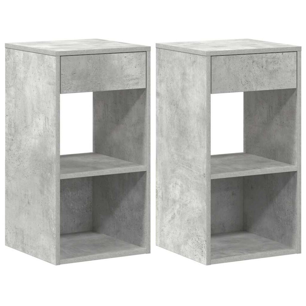 Vidaxl (Concrete Grey, 2 Pcs) Bedside Cabinet With Drawer Old Wood 35X34x66.5 Cm Bedside Table
