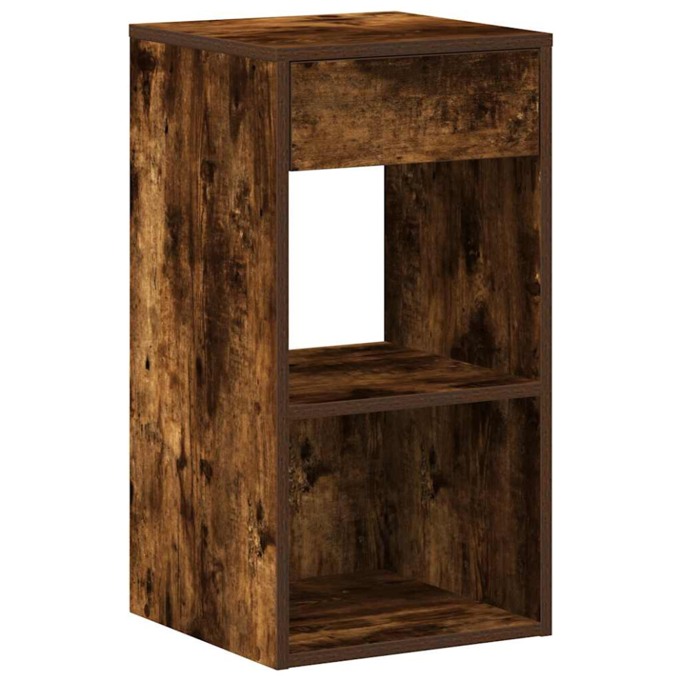 Vidaxl (Smoked Oak, 1 Pcs) Bedside Cabinet With Drawer Old Wood 35X34x66.5 Cm Bedside Table