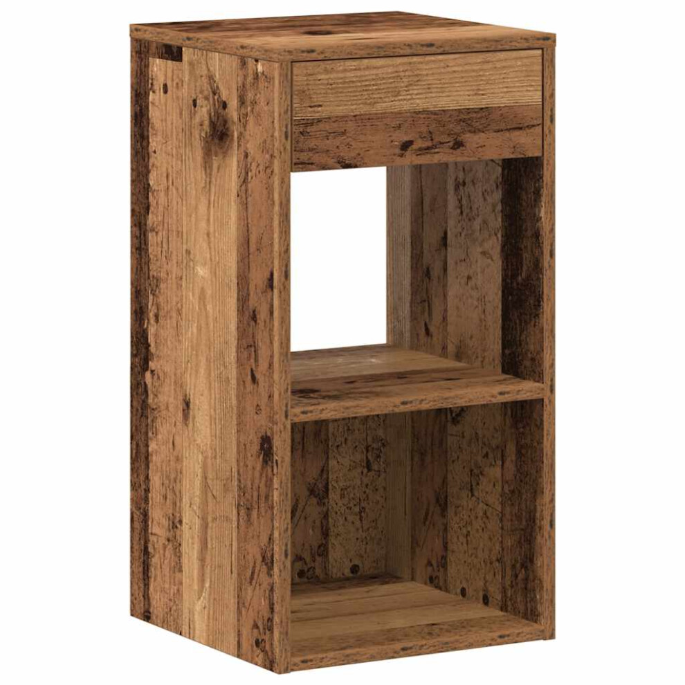 (old wood, 1 pcs) vidaXL Bedside Cabinet with Drawer Old Wood 35x34x66.5 cm bedside table